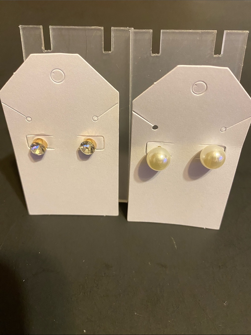 Gold-Trim Pearl Stud Earrings - Classic White Pearl